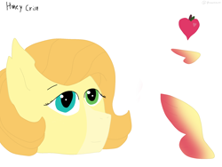 Size: 2048x1536 | Tagged: safe, artist:nightsongthewarrior, imported from derpibooru, oc, oc only, oc:honey crisp, pegasus, pony, bust, colored wings, cutie mark, female, gradient wings, heterochromia, mare, offspring, parent:big macintosh, parent:fluttershy, parent:sugar belle, parents:fluttermac, reference sheet, simple background, solo, white background, wings