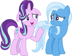 Size: 3847x3000 | Tagged: safe, artist:cloudy glow, imported from derpibooru, starlight glimmer, trixie, pony, unicorn, road to friendship, .ai available, duo, duo female, female, floppy ears, looking at each other, looking at someone, mare, open mouth, simple background, transparent background, vector