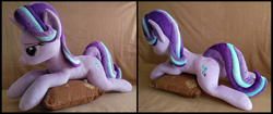 Size: 1467x617 | Tagged: safe, artist:littlefairyswonders, imported from derpibooru, starlight glimmer, pony, irl, lying down, photo, plushie, prone, solo