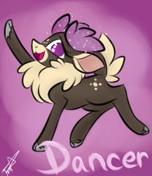 Size: 900x1039 | Tagged: safe, artist:toxiccoswynaut, imported from derpibooru, dancer (tfh), deer, reindeer, them's fightin' herds, cloven hooves, community related, doe, female, full body, raised hoof, side view, solo