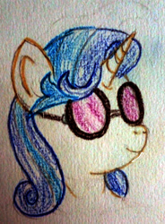 Size: 2179x2961 | Tagged: safe, artist:mildgyth, derpibooru exclusive, imported from derpibooru, dj pon-3, vinyl scratch, anthro, alternate hairstyle, bust, portrait, solo, traditional art, vinyl class