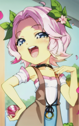 Size: 400x640 | Tagged: safe, edit, edited screencap, editor:luckreza8, imported from derpibooru, screencap, vignette valencia, human, equestria girls, equestria girls series, rollercoaster of friendship, :d, ai content, ai generated, anime, female, generator:imgcreator, open mouth, open smile, smiling