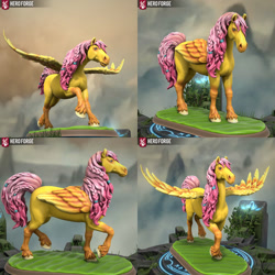 Size: 1280x1280 | Tagged: safe, artist:sabretoothedwolf, imported from derpibooru, fluttershy, horse, pegasus, pony, 3d, female, hero forge, mare, spread wings, wings