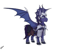 Size: 2599x1790 | Tagged: safe, artist:lucky dragoness, imported from derpibooru, oc, oc only, bat pony, pony, armor, bat pony oc, male, simple background, solo, stallion, white background