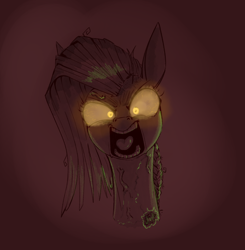 Size: 1042x1062 | Tagged: safe, artist:stray prey, imported from derpibooru, oc, oc only, oc:adrenaline, ghoul, pony, undead, angry, bust, creepy, female, glowing eyes, mare, open mouth, portrait, solo, spooky, vein