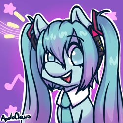 Size: 1500x1500 | Tagged: safe, artist:clausapolo68, imported from derpibooru, earth pony, pony, anime, female, hatsune miku, mare, necktie, ponified, solo, vocaloid