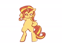 Size: 2160x1620 | Tagged: safe, artist:lendftcn, imported from derpibooru, sunset shimmer, pony, unicorn, bipedal, female, mare, simple background, solo, white background