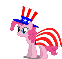 Size: 1374x1321 | Tagged: safe, artist:sersys, pinkie pie, american flag, american flag clothing, hat, simple background, top hat, transparent background