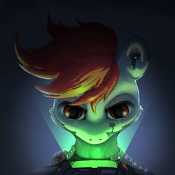 Size: 3200x3200 | Tagged: safe, artist:little_mouse, imported from derpibooru, oc, oc:night star, earth pony, pony, bust, cyberpunk, ear piercing, earth pony oc, mask, piercing