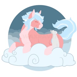 Size: 900x900 | Tagged: safe, artist:waxraven, imported from derpibooru, oc, oc only, earth pony, pony, cloud, earth pony oc, on a cloud, simple background, sitting, sitting on a cloud, solo, white background