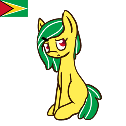 Size: 1000x1000 | Tagged: safe, artist:ask-ponyvenezuela, imported from derpibooru, earth pony, pony, female, guyana, mare, nation ponies, ponified, simple background, sitting, solo, transparent background