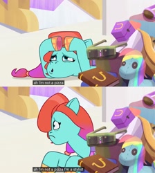 Size: 1296x1448 | Tagged: safe, edit, edited screencap, imported from derpibooru, screencap, rainbow dash, earth pony, pony, spoiler:g5, spoiler:my little pony: tell your tale, spoiler:tyts01e32, baby critters, box, captain obvious, caption, chest, comic, fail, female, g5, jazz hooves, looking up, lying down, mare, meme, my little pony: tell your tale, plushie, prone, raised hooves, sad, screencap comic, silly, silly pony, solo, sunglasses, text, worried, youtube caption, youtube link