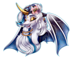 Size: 2392x1904 | Tagged: safe, artist:symphstudio, imported from derpibooru, oc, oc only, alicorn, bat pony, bat pony alicorn, pony, alicorn oc, bat wings, bust, female, horn, mare, portrait, simple background, solo, transparent background, wings