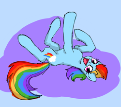 Size: 880x776 | Tagged: safe, artist:solixy406, imported from derpibooru, rainbow dash, blue background, cyan background, lying down, on back, simple background, sketch, solo
