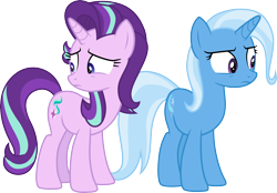 Size: 4312x3000 | Tagged: safe, artist:cloudy glow, imported from derpibooru, starlight glimmer, trixie, pony, unicorn, road to friendship, .ai available, duo, duo female, female, frown, high res, mare, simple background, transparent background, vector