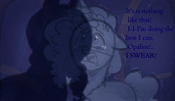 Size: 1256x727 | Tagged: safe, anonymous artist, imported from derpibooru, opaline arcana, alicorn, pony, unicorn, series:misty pov, spoiler:g5, crying, female, floppy ears, g5, mare, misty brightdawn, misty can't catch a break, misty deserves better, opabitch, scared, shadow, shaking, terrified, this will end in tears