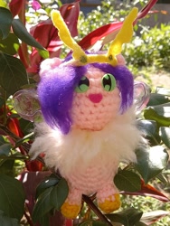 Size: 1612x2148 | Tagged: safe, artist:casquitos kawaii, imported from derpibooru, pipp petals, bee, bee pony, insect, original species, amigurumi, bumblebee, bumblebipp, crochet, flower, g5, handmade, irl, photo, plushie, solo