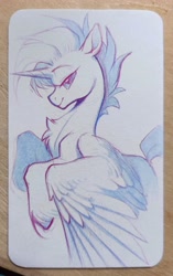 Size: 2473x3940 | Tagged: safe, artist:paipaishuaige, imported from derpibooru, oc, oc:lucent starscape, oc:星夜流光, alicorn, pony, alicorn oc, horn, photo, solo, traditional art, wings