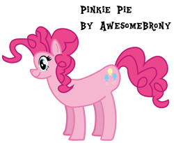 Size: 3250x2667 | Tagged: safe, artist:awesomebrony, imported from derpibooru, pinkie pie, earth pony, pony, adobe illustrator, female, hooves, simple background, smiling, solo, standing, text, white background