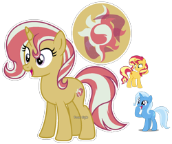 Size: 1216x1016 | Tagged: safe, artist:pastelnightyt, imported from derpibooru, sunset shimmer, trixie, oc, pony, unicorn, base used, female, horn, magical lesbian spawn, mare, offspring, parent:sunset shimmer, parent:trixie, parents:suntrix, simple background, transparent background, unicorn oc