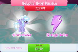 Size: 1270x860 | Tagged: safe, imported from derpibooru, cloudchaser, pegasus, pony, bundle, costs real money, english, female, gameloft, horn, mare, mobile game, my little pony: magic princess, numbers, official, sale, solo, spread wings, text, wings