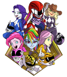 Size: 1280x1471 | Tagged: safe, artist:catsfm, imported from derpibooru, applejack, fluttershy, pinkie pie, rainbow dash, rarity, sci-twi, twilight sparkle, human, equestria girls, humane five, humane six, mighty morphin power rangers, open mouth, power rangers, simple background, transparent background