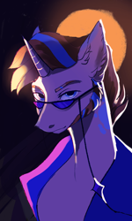 Size: 2038x3400 | Tagged: safe, artist:orfartina, imported from derpibooru, oc, oc only, pony, unicorn, bust, horn, male, portrait, solo, stallion, sunglasses, unicorn oc