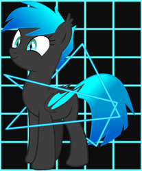 Size: 4059x4894 | Tagged: safe, artist:equestrian_pony, imported from derpibooru, oc, oc only, oc:neonglow nightlight, bat pony, pony, bat pony oc, colored wings, female, gradient mane, gradient tail, mare, neon, solo, tail, two toned wings, wings