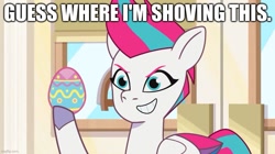 Size: 889x499 | Tagged: safe, edit, edited screencap, imported from derpibooru, screencap, zipp storm, pegasus, pony, spoiler:g5, spoiler:my little pony: tell your tale, spoiler:tyts01e48, caption, easter egg, g5, image macro, my little pony: tell your tale, solo, text, the hunt for eggmund bunny