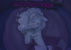 Size: 1038x726 | Tagged: safe, anonymous artist, imported from derpibooru, pony, unicorn, series:misty pov, abuse, bed, bruised, crying, dialogue, emaciated, eyes closed, female, g5, hungry, implied opaline arcana, lying down, mare, misty brightdawn, misty can't catch a break, misty deserves better, misty's pillow, mistybuse, on side, onomatopoeia, opabitch, sad, shivering, sobbing, solo, stomach growl, stomach noise, unshorn fetlocks, weep-over, yelling