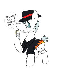 Size: 1329x1329 | Tagged: safe, imported from derpibooru, pony, adam's apple, clothes, full body, hair, hat, holding, open mouth, simple background, solo, soy, speech bubble, stubble, text, transparent background