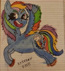 Size: 2586x2830 | Tagged: safe, artist:jazepony, imported from derpibooru, rainbow dash, lined paper, notebook, traditional art, watercolor painting