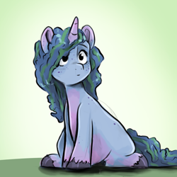 Size: 1280x1280 | Tagged: safe, artist:smirk, imported from derpibooru, pony, unicorn, alternate hair color, female, freckles, g5, gradient background, mare, misty brightdawn, solo