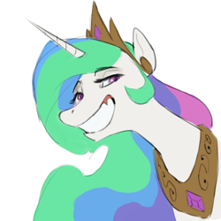 Size: 570x570 | Tagged: safe, artist:cadillac-dynamite, imported from derpibooru, princess celestia, alicorn, pony, female, grin, mare, simple background, smiling, solo, white background