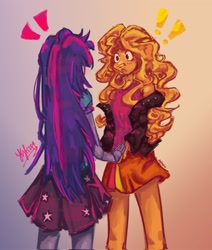 Size: 1733x2048 | Tagged: safe, artist:artist:rylsdfgxd, imported from derpibooru, sci-twi, sunset shimmer, twilight sparkle, human, equestria girls, duo, female, gradient background, lesbian, scitwishimmer, shipping, sunsetsparkle