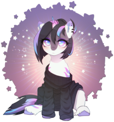 Size: 1988x2112 | Tagged: safe, alternate version, artist:avrameow, imported from derpibooru, part of a set, oc, oc only, pony, unicorn, alternate character, clothes, commission, horn, oversized clothes, simple background, solo, sweater, transparent background, unicorn oc, ych result