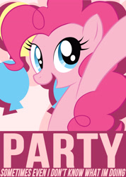 Size: 3630x5085 | Tagged: safe, artist:chingilin, imported from derpibooru, pinkie pie, earth pony, pony, female, party, poster, solo, text