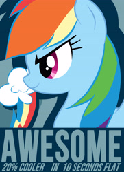 Size: 3288x4554 | Tagged: safe, artist:chingilin, imported from derpibooru, rainbow dash, pegasus, pony, 10 seconds flat, 20% cooler, awesome, caption, cutie mark, female, high res, mare, poster, smiling, smirk, solo, spread wings, text, wings