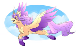 Size: 1500x919 | Tagged: safe, artist:cosmalumi, imported from derpibooru, oc, oc only, oc:tay relic, alicorn, pony, alicorn oc, flying, horn, solo, wings