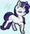 Size: 2467x2877 | Tagged: safe, artist:gleamydreams, imported from derpibooru, rarity, pony, unicorn, blue background, ear fluff, eyes closed, female, horn, mare, raised hoof, simple background, smiling, solo, walking