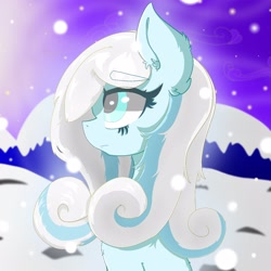 Size: 1250x1250 | Tagged: safe, artist:rv, imported from derpibooru, oc, oc only, oc:snowdrop, pegasus, pony, female, filly, foal, snow, snowfall, solo
