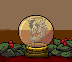 Size: 2000x1718 | Tagged: safe, artist:sexygoatgod, imported from derpibooru, siren, commission, fins, fish tail, holly, implied urine, kellin quinn, male, ponified, scales, sleeping with sirens, snow globe, solo, tail