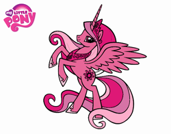 Size: 600x470 | Tagged: safe, imported from derpibooru, princess celestia, alicorn, pony, donut steel, female, jewelry, mare, my little pony logo, recolor, regalia, simple background, solo, white background