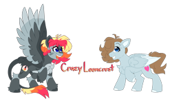 Size: 6924x4068 | Tagged: safe, artist:crazysketch101, imported from derpibooru, oc, oc:crazy looncrest, pegasus, pony, chest fluff, folded wings, leonine tail, self insert, simple background, smiling, spread wings, tail, transparent background, wings