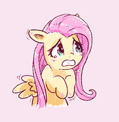 Size: 397x409 | Tagged: safe, artist:fipoki, imported from derpibooru, fluttershy, pegasus, pony, cute, female, floppy ears, mare, pink background, scared, shivering, shyabetes, simple background, solo, teary eyes