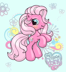 Size: 849x928 | Tagged: safe, artist:noelle23, imported from derpibooru, pinkie pie (g3), earth pony, pony, blushing, coloring page, digitally colored, female, g3, g3.5, heart, heart eyes, mare, my little pony logo, rearing, smiling, solo, wingding eyes