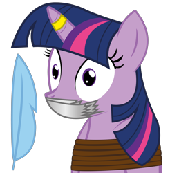 Size: 7500x7627 | Tagged: safe, artist:cardshark777, imported from derpibooru, twilight sparkle, alicorn, pony, bondage, bust, digital art, duct tape, feather, female, gag, helpless, horn, horn ring, imminent tickles, mare, panicking, portrait, ring, rope, rope bondage, ropes, simple background, solo, tape, tape gag, tied up, transparent background, twilight sparkle (alicorn)