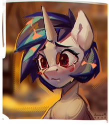 Size: 2580x2943 | Tagged: safe, artist:annna markarova, imported from derpibooru, dj pon-3, vinyl scratch, pony, unicorn, sad, sketch, solo