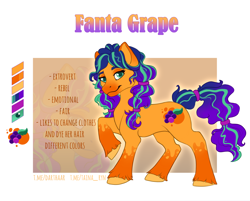 Size: 2388x1922 | Tagged: safe, imported from derpibooru, oc, oc only, earth pony, pony, adoptable, auction, curly hair, curly mane, cute, cutie mark, orange coat, reference sheet, simple background, solo