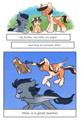 Size: 540x810 | Tagged: safe, artist:sinclair2013, imported from derpibooru, oc, oc only, oc:partly sunny, pegasus, pony, unicorn, brother, colt, comic, eyes closed, female, foal, male, mare, mother and child, nudity, sheath, sister, stallion